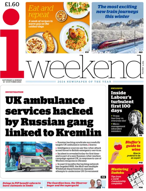 The i Weekend front page with the headline: 