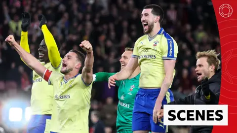 Southampton react to winning against Arsenal in the FA Cup quarter finals