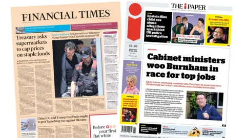 Newspaper headlines: 'Cap prices on staple foods' and 'Strictly's triple twist'