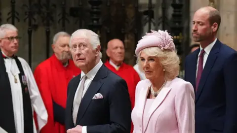 PA Media King Charles III and Queen Camilla attend the annual Commonwealth Day Service of Celebration at Westminster Abbey, in London