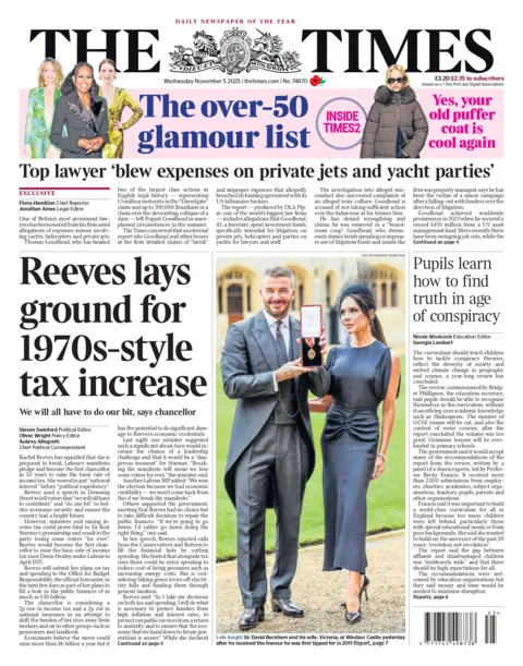 "Reeves lays ground for 1970s-style tax increase".