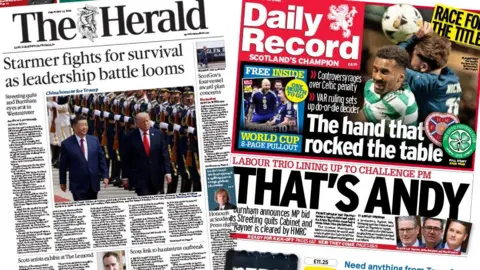 The Herald and Daily Record front pages