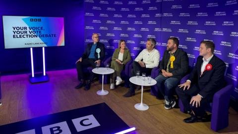 The five candidates in a BBC studio
