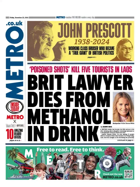 Metro front page