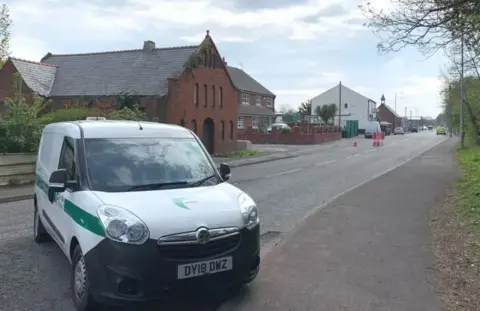 Crash scene on the A548 at Bagillt, Flintshire