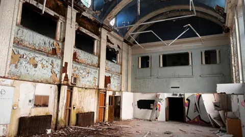 Amber Valley Borough Council Dilapidated inside of an old victorian hall