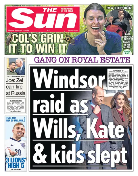 "Windsor raid arsenic  Wills, Kate and kids slept" headlines the Sun