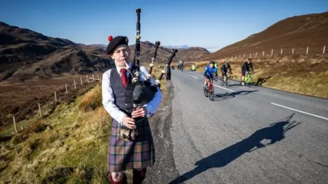 Paul Campbell Piper at Etape Loch Ness