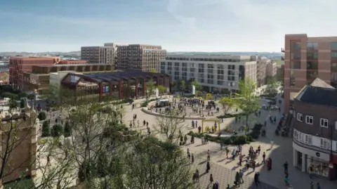 Wakefield Council A CGI image of how the site could look after redevelopment.