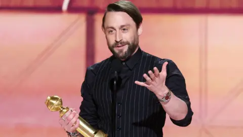 Getty Images Kieran Culkin wins Best Performance by a Male Actor in a Supporting Role during the 82nd Annual Golden Globes held at The Beverly Hilton on January 05, 2025 in Beverly Hills, California