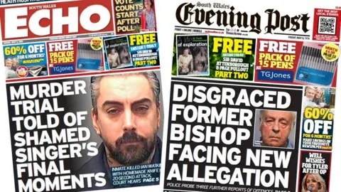 South Wales Echo and South Wales Evening Post front pages