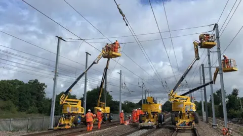 National Rail Rail works to electrify line