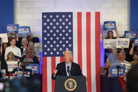 Getty Images President Biden speaks at a rally in Wisconsin on July 5