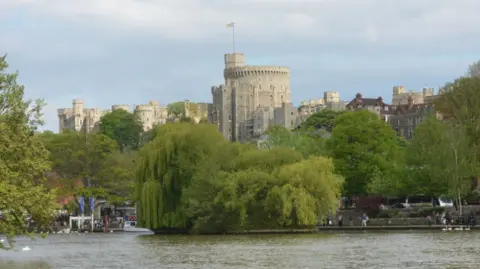 A picture of Windsor Castle, taken from the other side of the River Thames in Eton. 