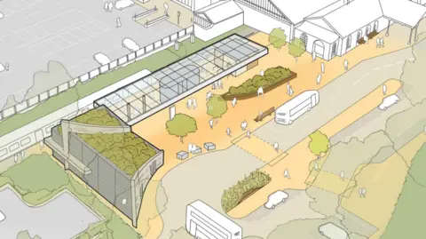 Westmorland and Furness Council/Mott MacDonald Birds-eye artist's impression of how Option 2 might look