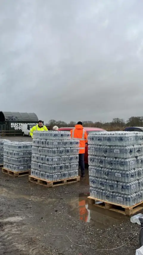 Water pallets at a water station.
