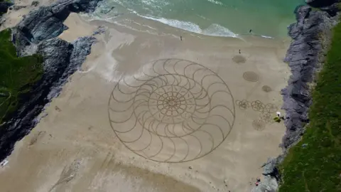 One of Bill Bartlett's creations traced in the sand of a beach