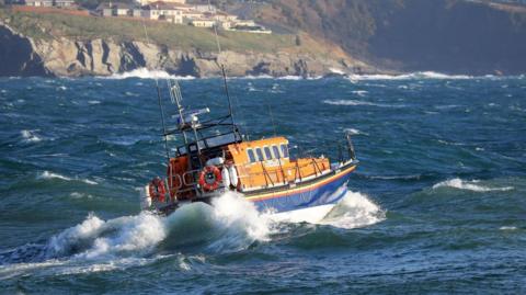 The Joy and Charles Beeby all-weather lifeboat on the sea