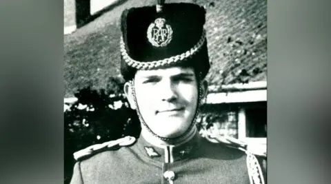 Fairley's A black and white image of Simon Goodge in his RAF uniform.