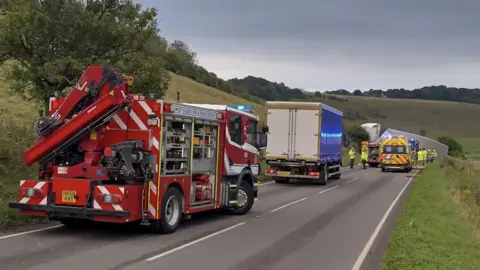 Eddie Mitchell Emergency services at scene of crash