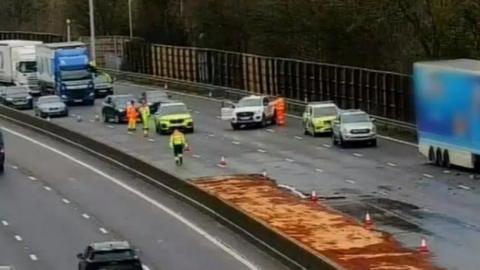 The spillage on the M6 southbound