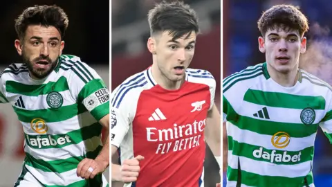 Greg Taylor, Kieran Tierney and Alex Valle