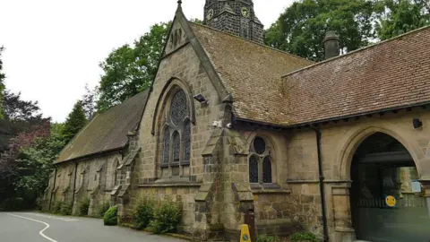 One of two chapels at Lawnswood cemetery linked by a colonnade