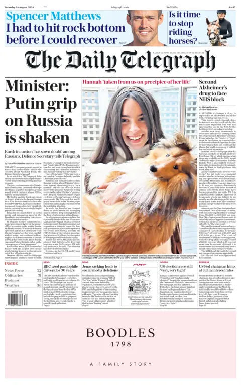 Daily Telegraph minister says Putin's grip on Russia is being shaken