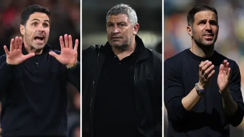 Mikel Arteta, Osian Roberts and Cesc Fabregas