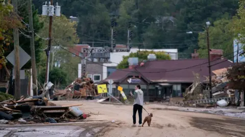 Getty Images The popular tourist destination of Biltmore Village in Asheville, North Carolina, has been wrecked by the storm 