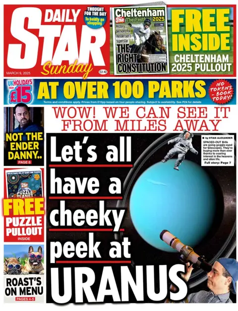 Daily Star headline reads: Let's all have a cheeky peek at Uranus