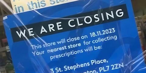 Boots store closing sign