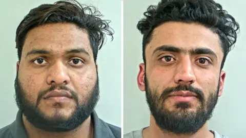 Sadnam Singh and Navjot Singh's mugshots. They both have dark hair and beards