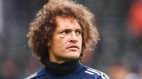 Leicester defender Wout Faes pictured with a small scar on his right cheek