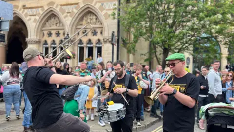 Harriet Heywood/BBC Bands were out in Northampton adding to the celebratory atmosphere