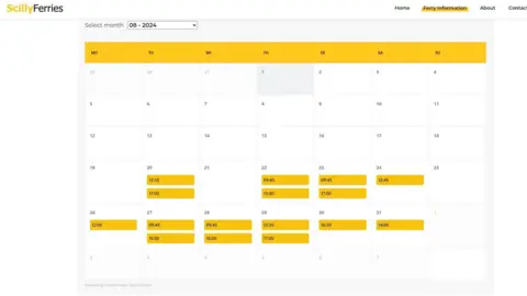 Scilly Ferries Scilly Ferries calendar