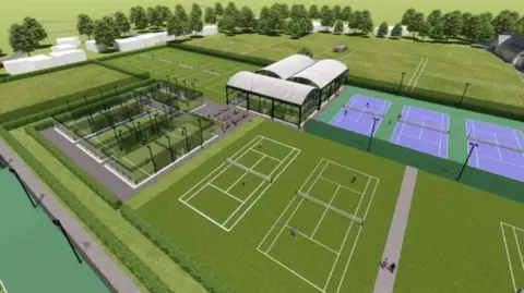 East Gloucestershire Club/CBC A CGI showing how the new padel courts would look next to the club's other tennis courts