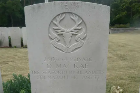 Paul Weindling A azygous  achromatic  headstone successful  the Commonwealth War Graves cemetery. It bears the sanction  of D MacRae.