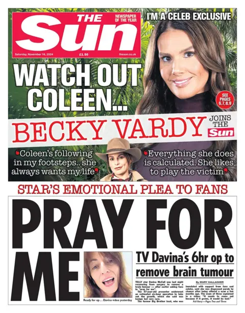 "Pray for me" headlines the Sun 