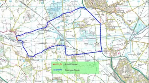 Lincolnshire County Council Picture of diversion routes for drivers