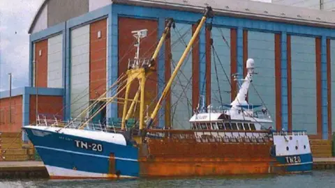 COPFS The Sea Lady is a blue trawler with a bronze rusted mid-section