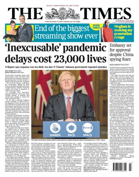  “'Inexcusable' pandemic delays cost 23,000 lives”.