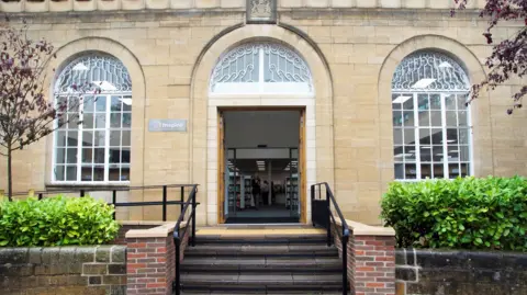 The entrance to Beeston library