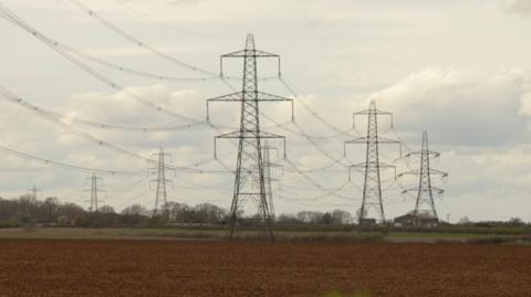 A row of pylons