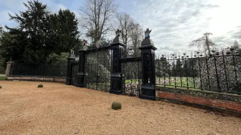 Shaun Whitmore/BBC The gates of the Sandringham Estate in Norfolk. 