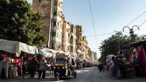 A market road in the Egyptian city of Alexandria