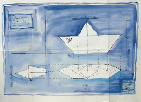 Estate of George Wyllie Watercolour sketches showing Paper Boat