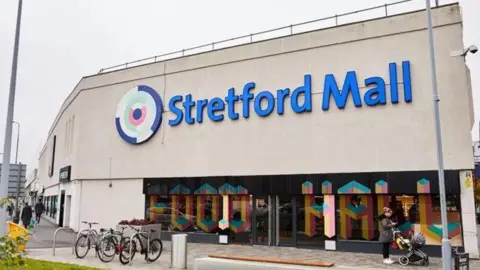 A view of the front of Stretford Mall 