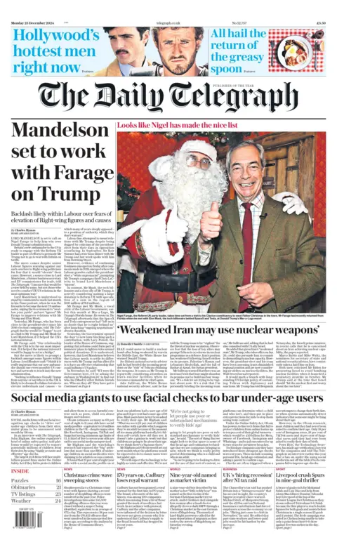 BBC Daily Telegraph front page