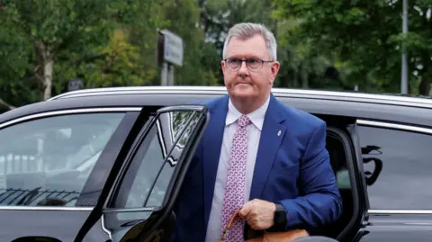  Sir Jeffrey Donaldson arrives at Newry Crown Court, where the jury will continue to consider its verdict in his trial alongside his wife Lady Eleanor Donaldson on charges of historical sexual offences. Picture date: Monday June 22, 2026. PA Photo. Photo credit should read: Liam McBurney/PA Wire